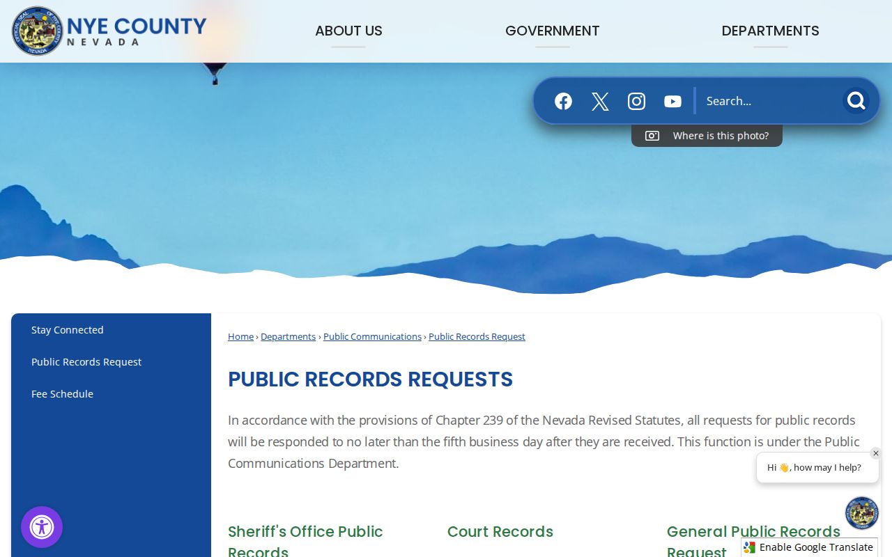 Nye County released inmate public-record request routing