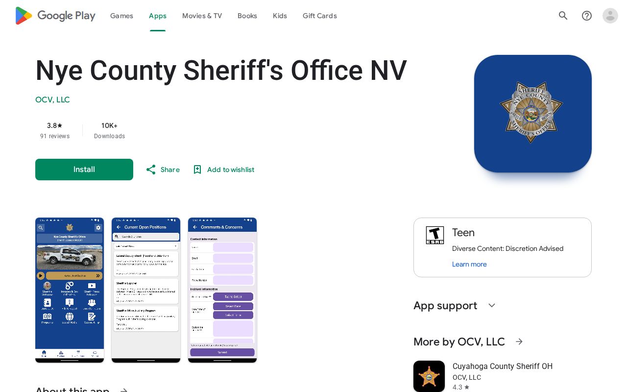 Nye County release mugshots official Sheriff Android app listing